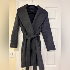 Ann Taylor Wool Shawl-Collar Wrap coat Medium Petite